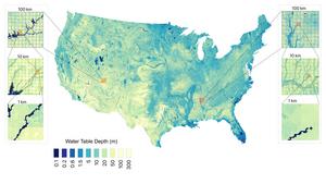 Map of U.S. groundwater depth