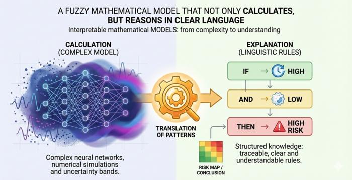 Interpretable Fuzzy Mathematical Model for Translating Complex Simulations into Understandable Linguistic Rules