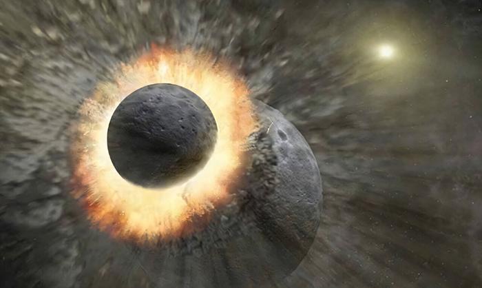 Collision between Earth and Theia (artist's impression)