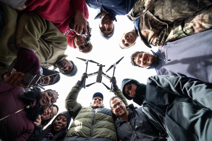 Students and Drone