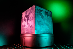 A large 3D printed artwork cube designed and 3D-printed in Singapore