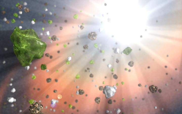 Dust Grains in Quasar Wind (Illustration)