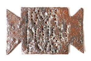 Small iron plaque, shaped like a tabula ansata