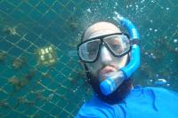 PhD student Sam Peppou Chapman Underwater Testing the Nanomaterials