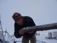 Marine Geologist Collects a Sediment Core