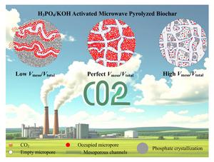 CO2 capture performances of H3PO4/KOH activated microwave pyrolyzed porous biochar