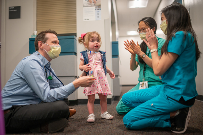 Everly with some members of her health care team