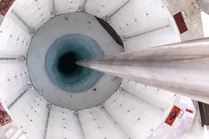 Borehole into the ice