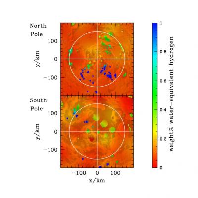 Map Showing Hydrogen Concentrations on the Moon