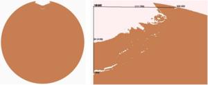 Fig. 4. The destructive morphology of a 1-km-diameter asteroid under 3 million tons of TNT equivalent detonation conditions at a depth of 5 m.