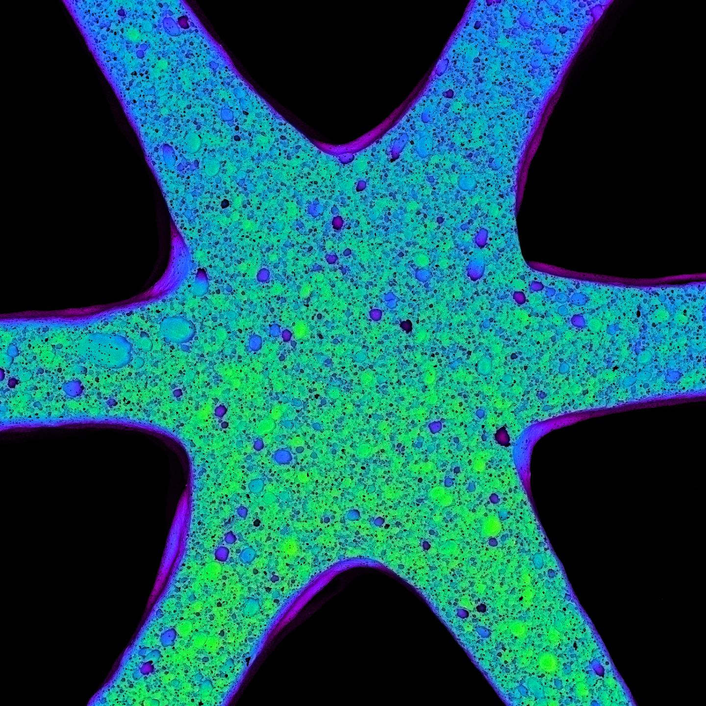 Close Up Image of One Node of the Triangular Honeycomb