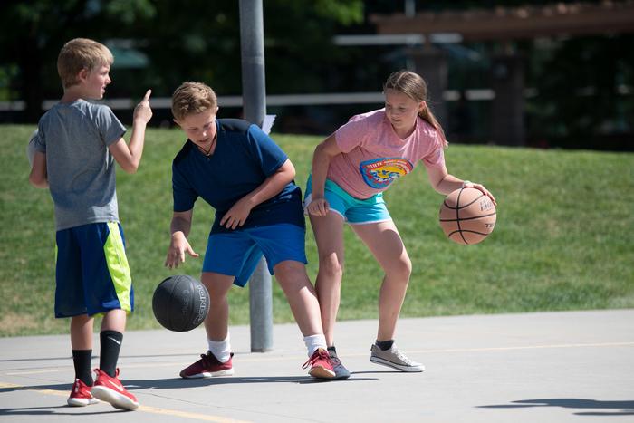 Kids playing basketball