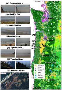 Fog study locations in Oregon map