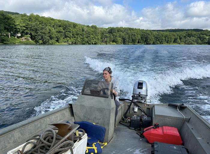 Miele drives research boat on Otsego Lake