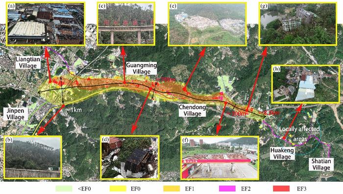 Damage Assessment Map: Documenting the Damage Swath and Survey Sites.