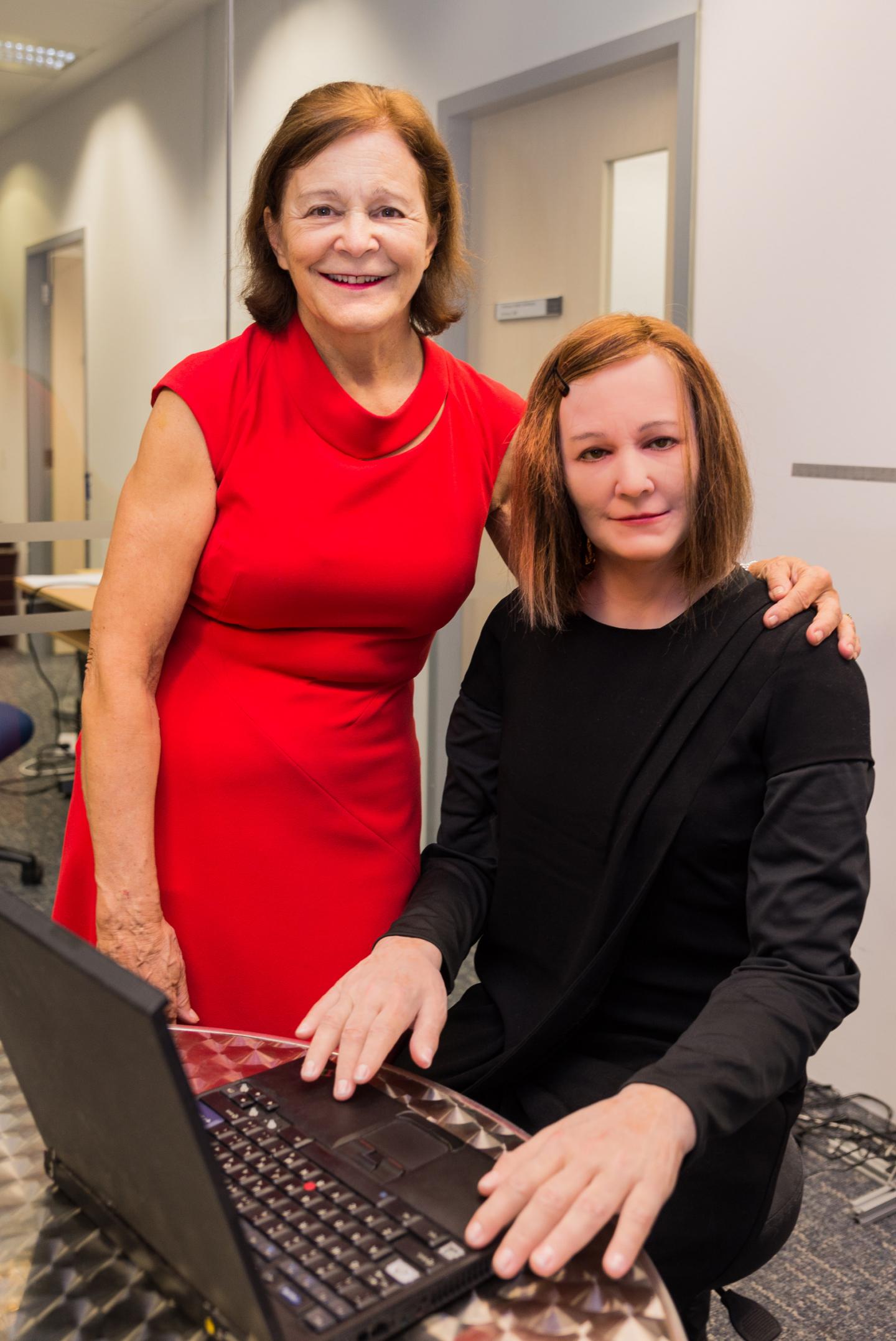 Nadia Thalmann (Left) Standing Beside Nadine