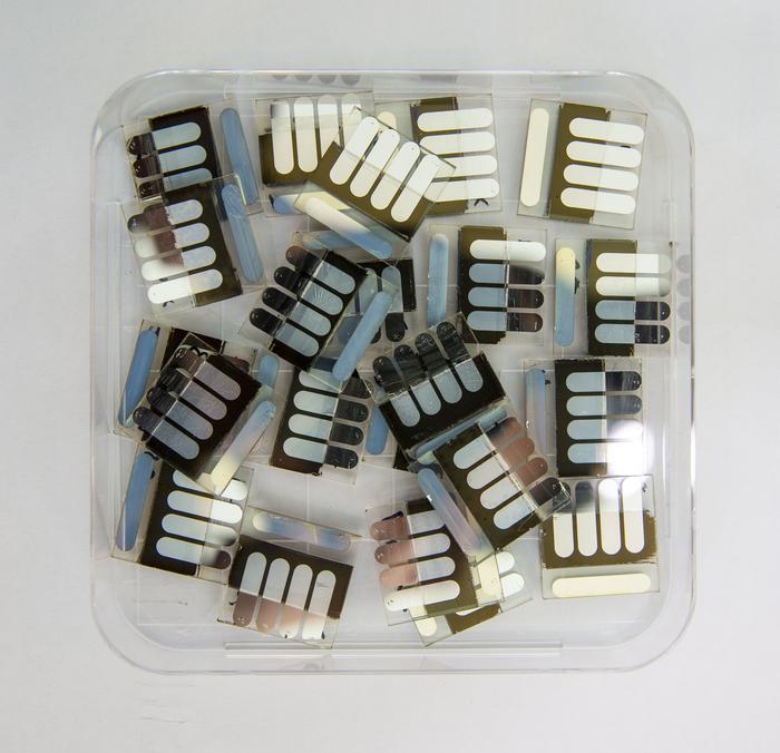 Solar cell samples fabricated using the developed technology