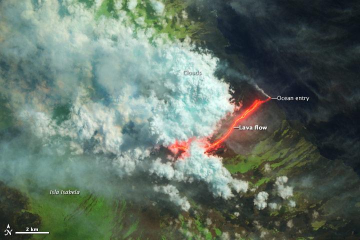 NASA Image of Wolf Volcano Erupting
