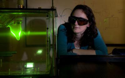 Doctoral Student Looks into a Left Ventricular Simulator Tank