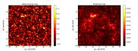 Figure 2: Distribution of Mass (Left) and Galaxies (Right) in the Corresponding Area