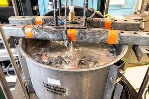 A close-up of the liquid metal within the MRI Experiment.
