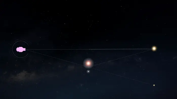 Animation illustrates the concept of gravitational microlensing