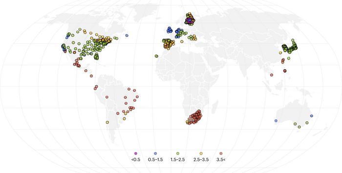 Global locations included in the study