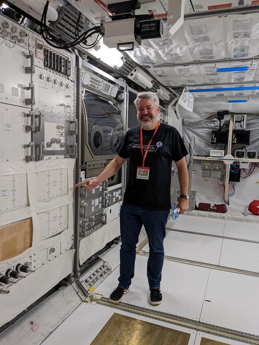 interior of a European Space Agency training mock-up of the International Space Station’s Columbus module