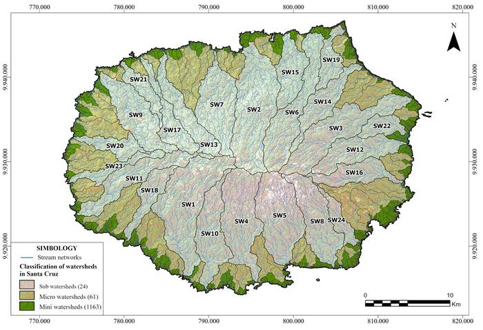 Watersheds of Santa Cruz, Galápagos Island