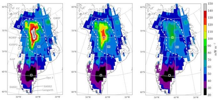 Heat Flux Below Greenland Ice Sheet
