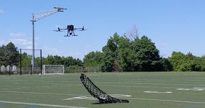 Drones were used to release the parachutes from a height of 60 metres.