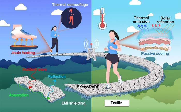 Mechanism of MXene-PVDF Textile in extreme temperature.