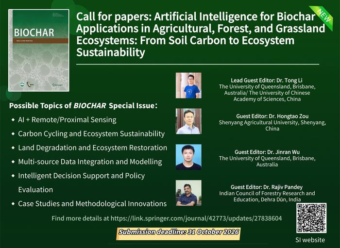 Artificial Intelligence for Biochar Applications in Agricultural, Forest, and Grassland Ecosystems: From Soil Carbon to Ecosystem Sustainability