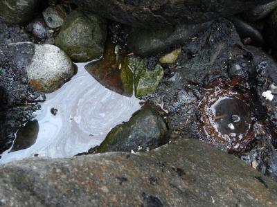 Oil Trapped Between Rocks