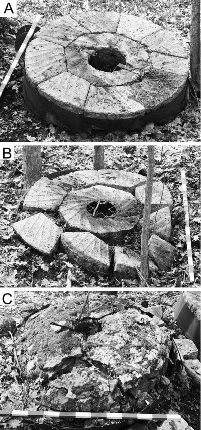 Millstones Made of French Buhr at Site of Clover Hill Mill, Trumbull County, Ohio