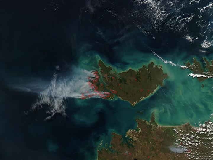 Bushfires on Bathurst Island, Australia