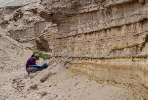 Priscilla Martinez at the fossil site in Caldera, Chile