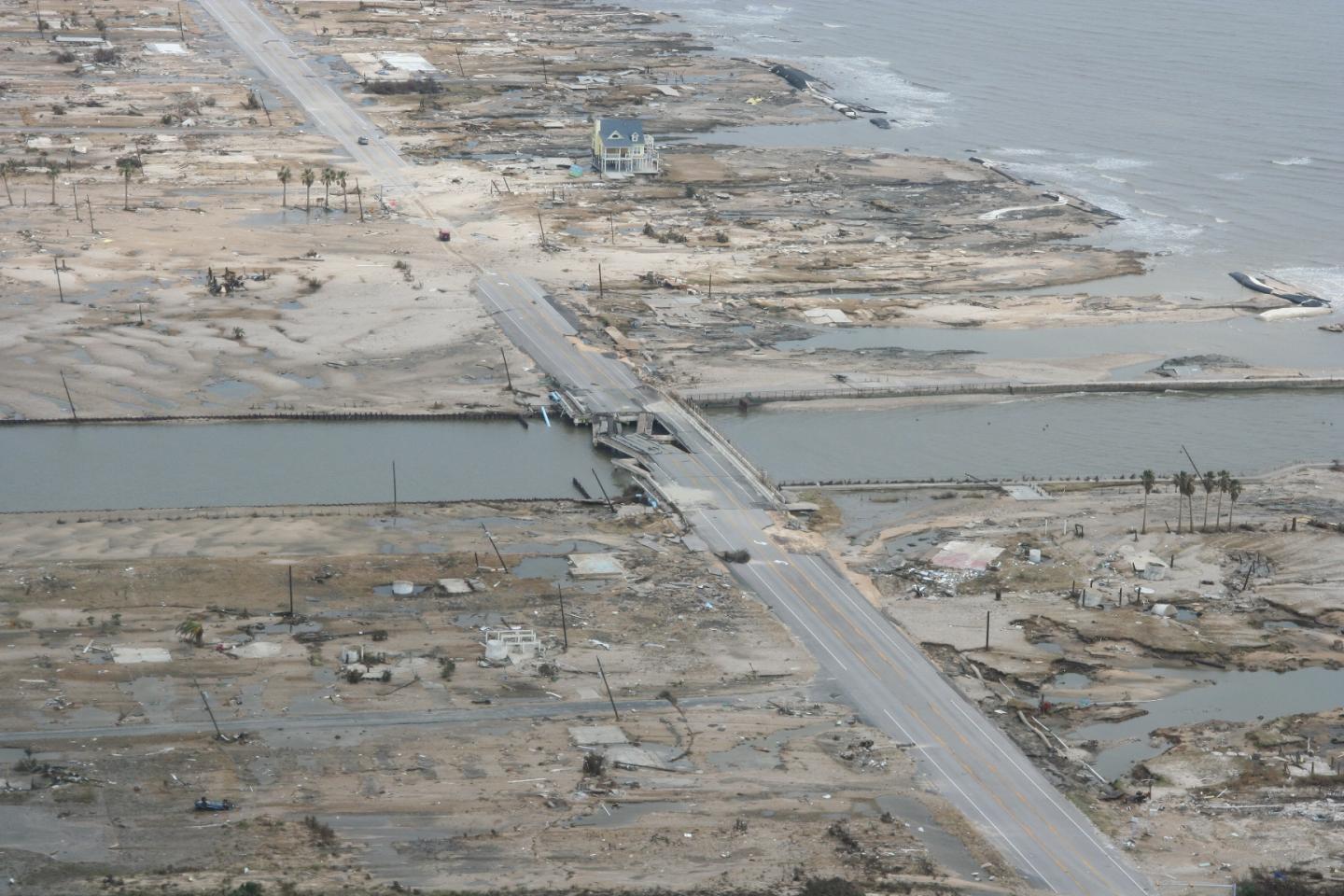 Hurricane Ike -- Damaged Houses and Bridge