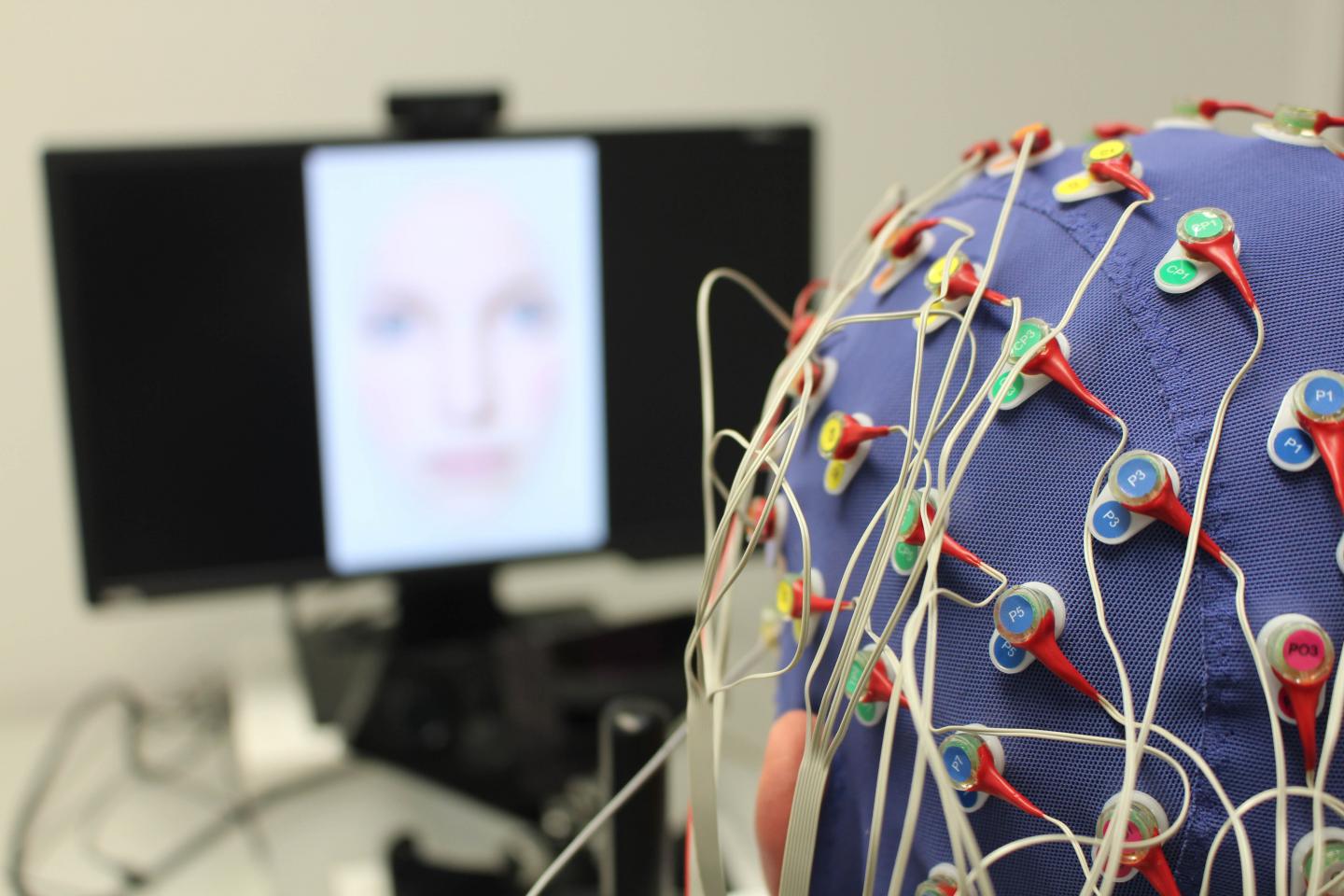 Back of Head Wearing Device Looking at Screen