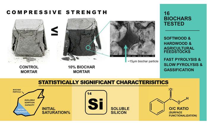 Relevant biochar characteristics influencing compressive strength of biochar-cement mortars