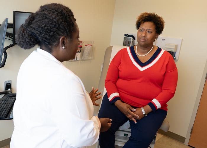 Bridget Oppong, MD, shares information about genetic testing for breast cancer with her patients at The Ohio State University Comprehensive Cancer Center — Arthur G. James Cancer Hospital and Richard J. Solove Research Institute.