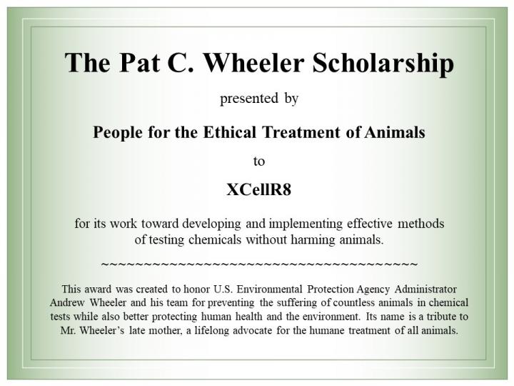 Wheeler Scholarship Will Help Scientists Develop Non-Animal Test Methods