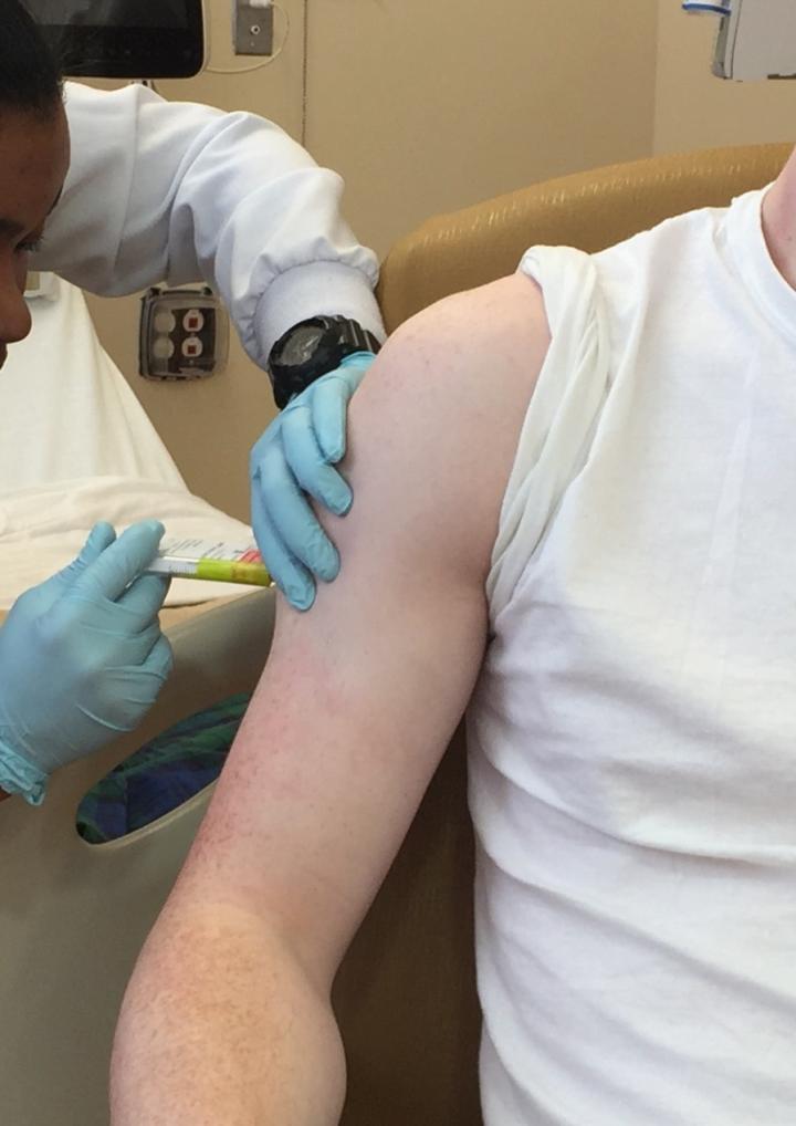 Mosquito Vaccine Trial Partipant Recieves Injection