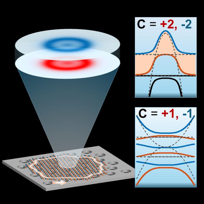 A schematic of a topological insulator made with a photonic crystal and 2-D material