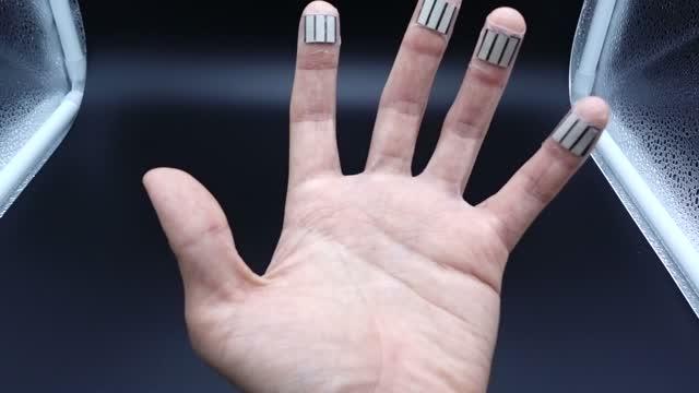 Four fingertips with biofuel cells