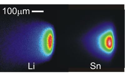 Tin and Lithium Plasma Plumes in EUV