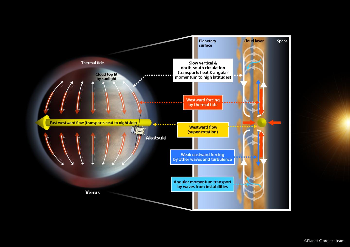 Thermal Tides Cause Venus' Atmosphere to Rotate Far Faster Than Its Surface (1 of 2)