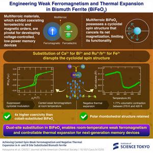 Dual cation substitution method for engineering magnetism and thermal expansion in bismuth ferrite (BiFeO3)