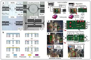 The chip under test and the experimental setup.