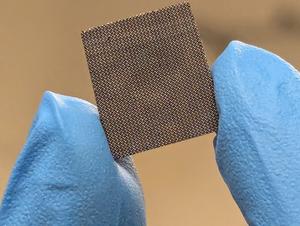 Heat-treated electrode showing its porous structure and the fine details retained after heat treatment.